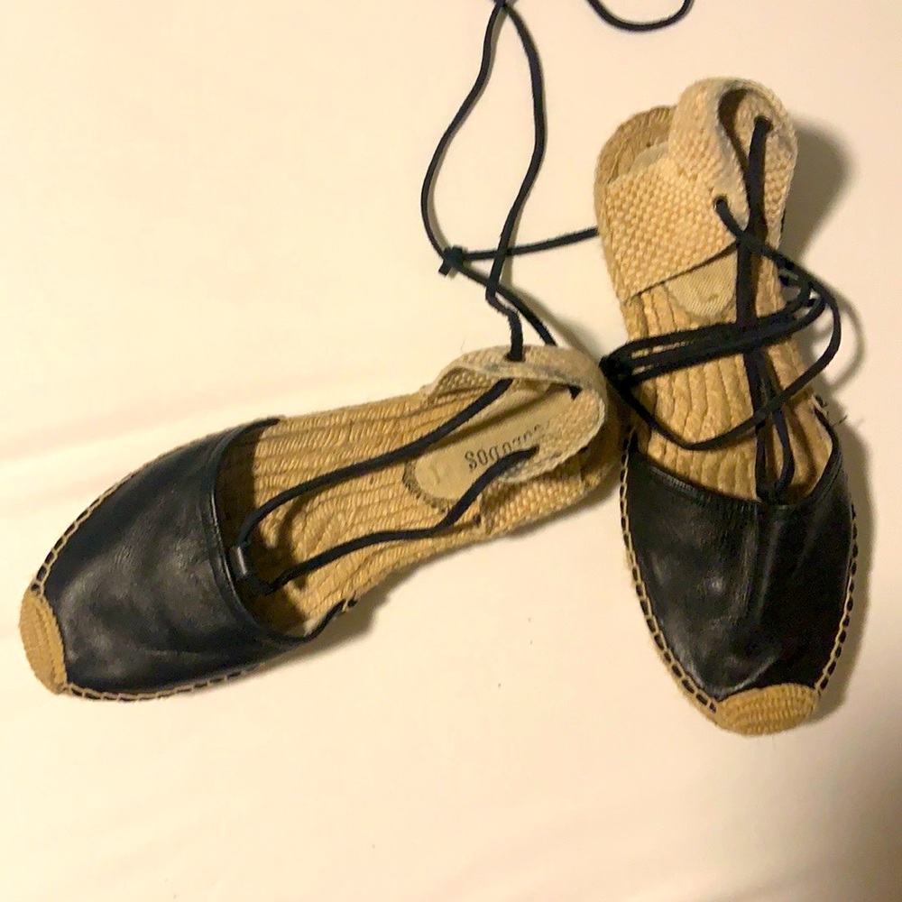 Soludos Black leather gladiator sandal. GREAT